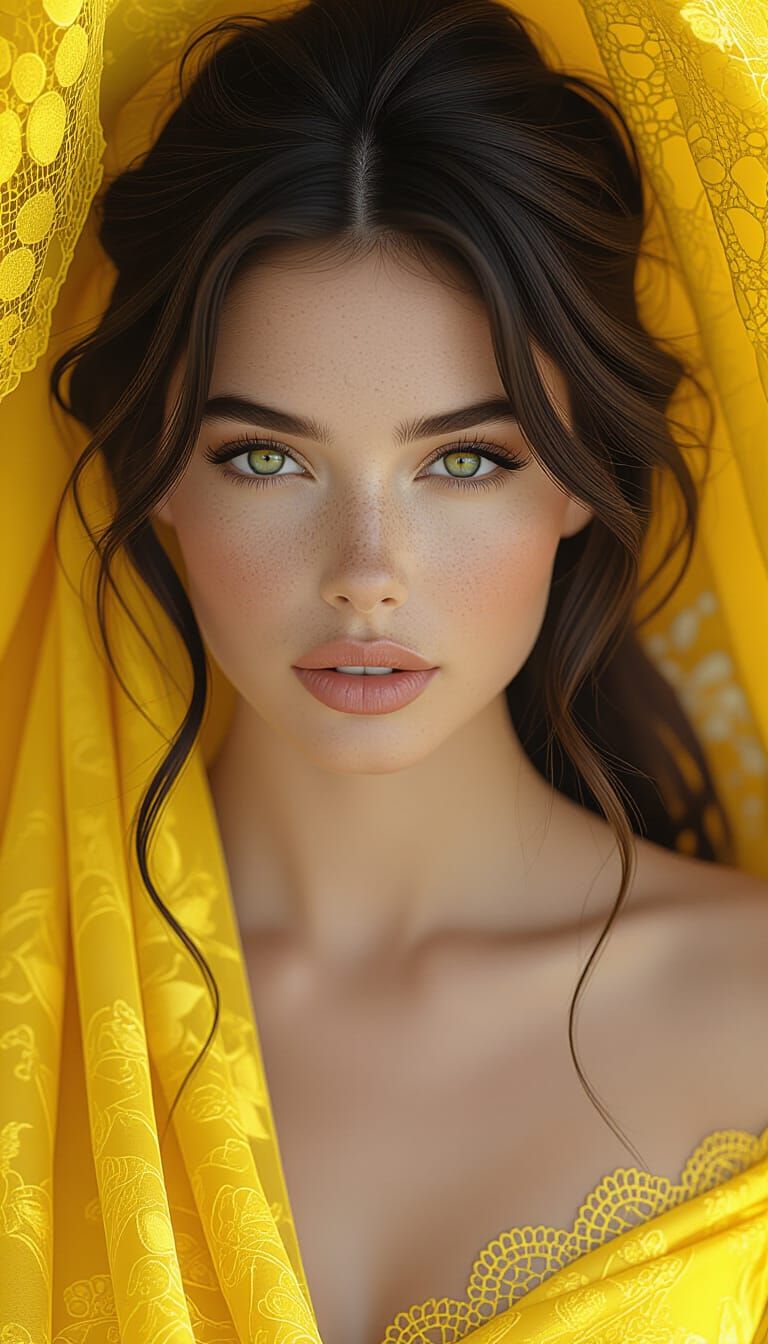 Woman's Enchanting Gaze in Photorealistic Horror Style