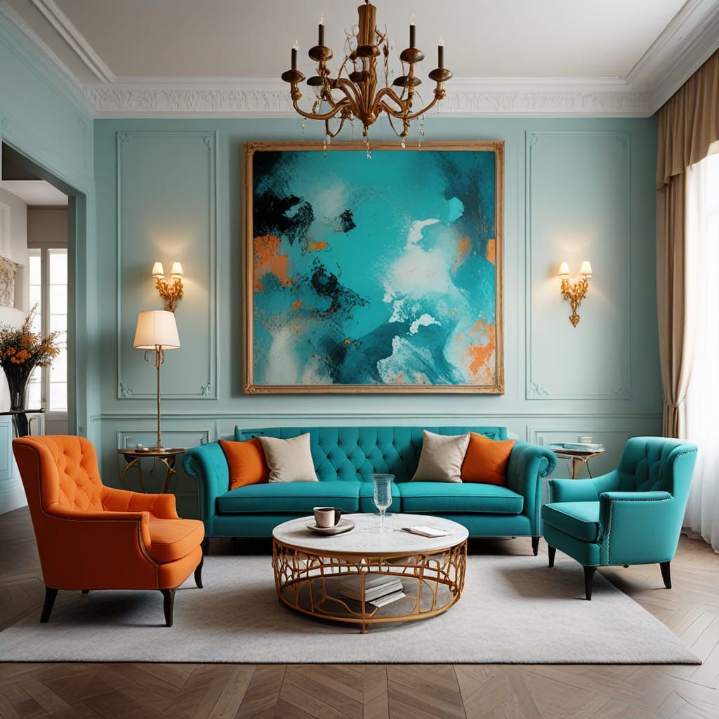 Modern Baroque Interior with Turquoise Accents