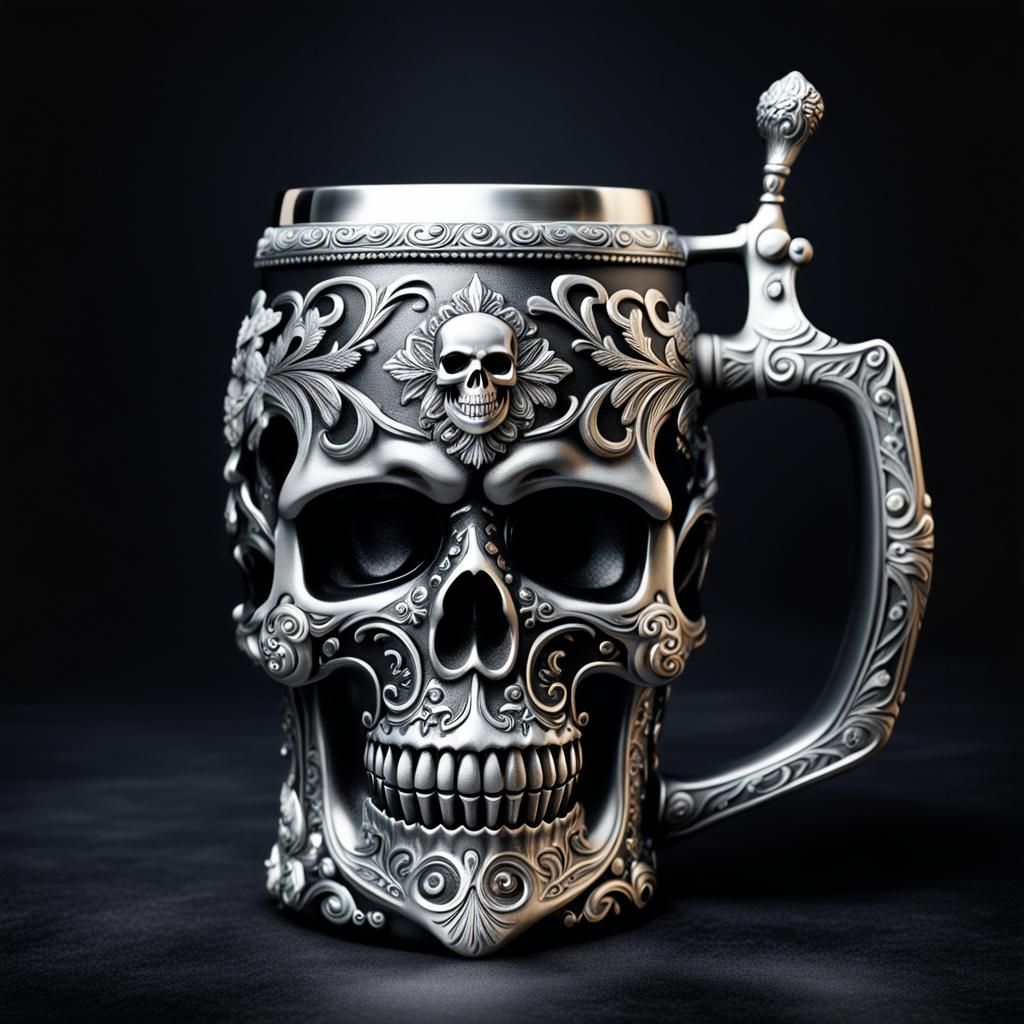 Skull Beer Stein Creative Product Photo in 8K
