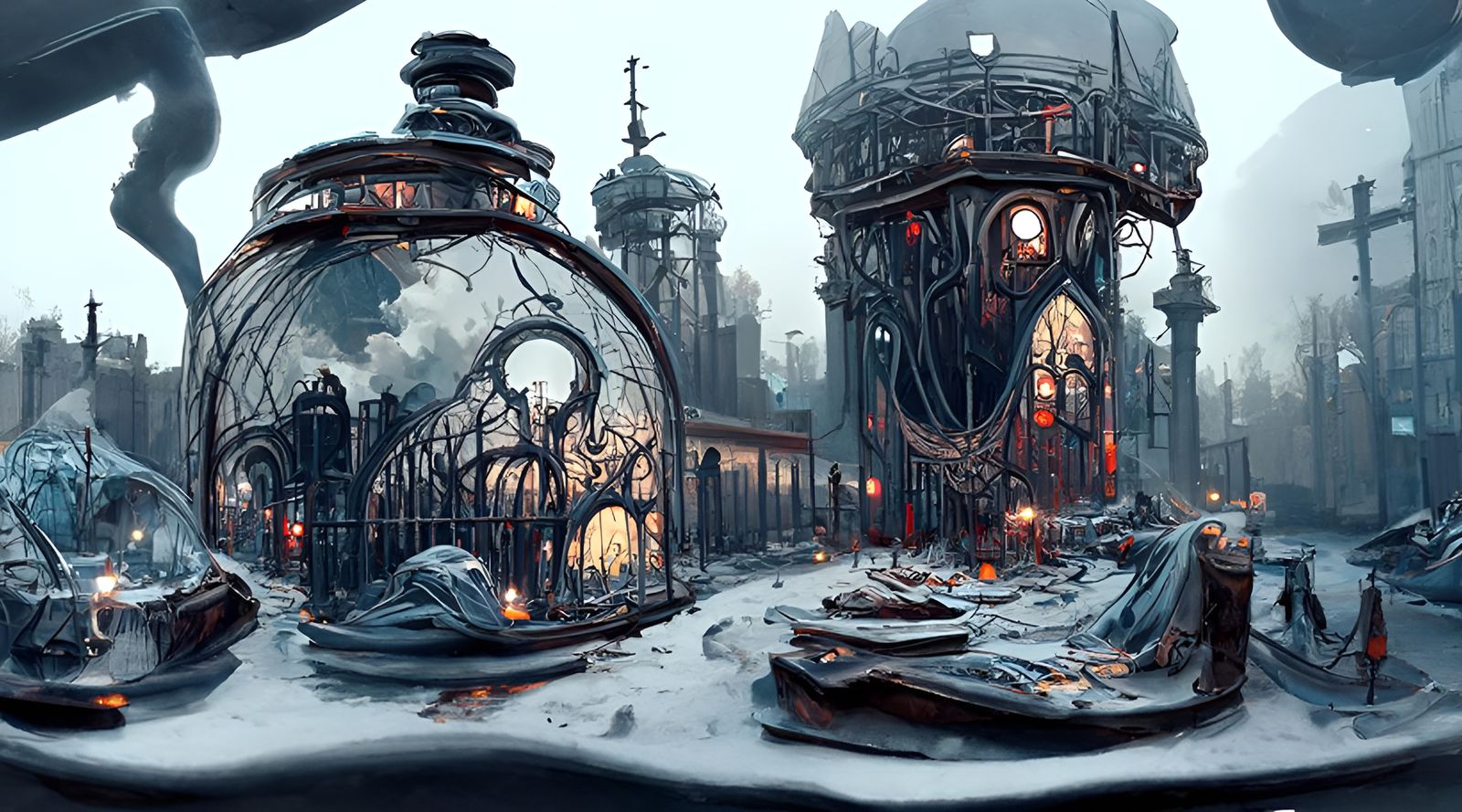 Ornate Victorian Industrial City with Occult Elements