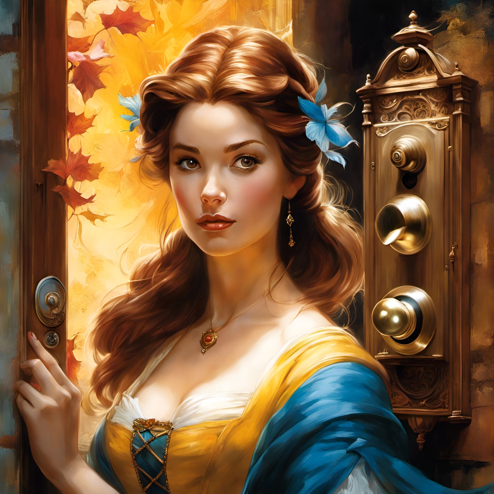Belle Rings Doorbell: Leonardo DaVinci Style Portrait