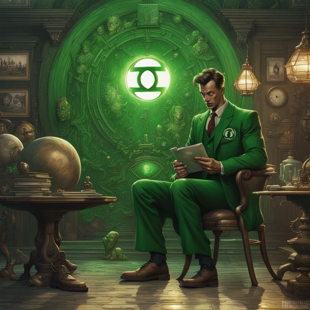 Green Lantern in a Rockwell-esque Style
