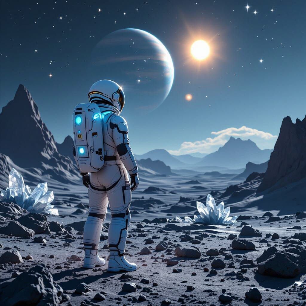Astronaut on Alien Planet in Hyperrealistic Style