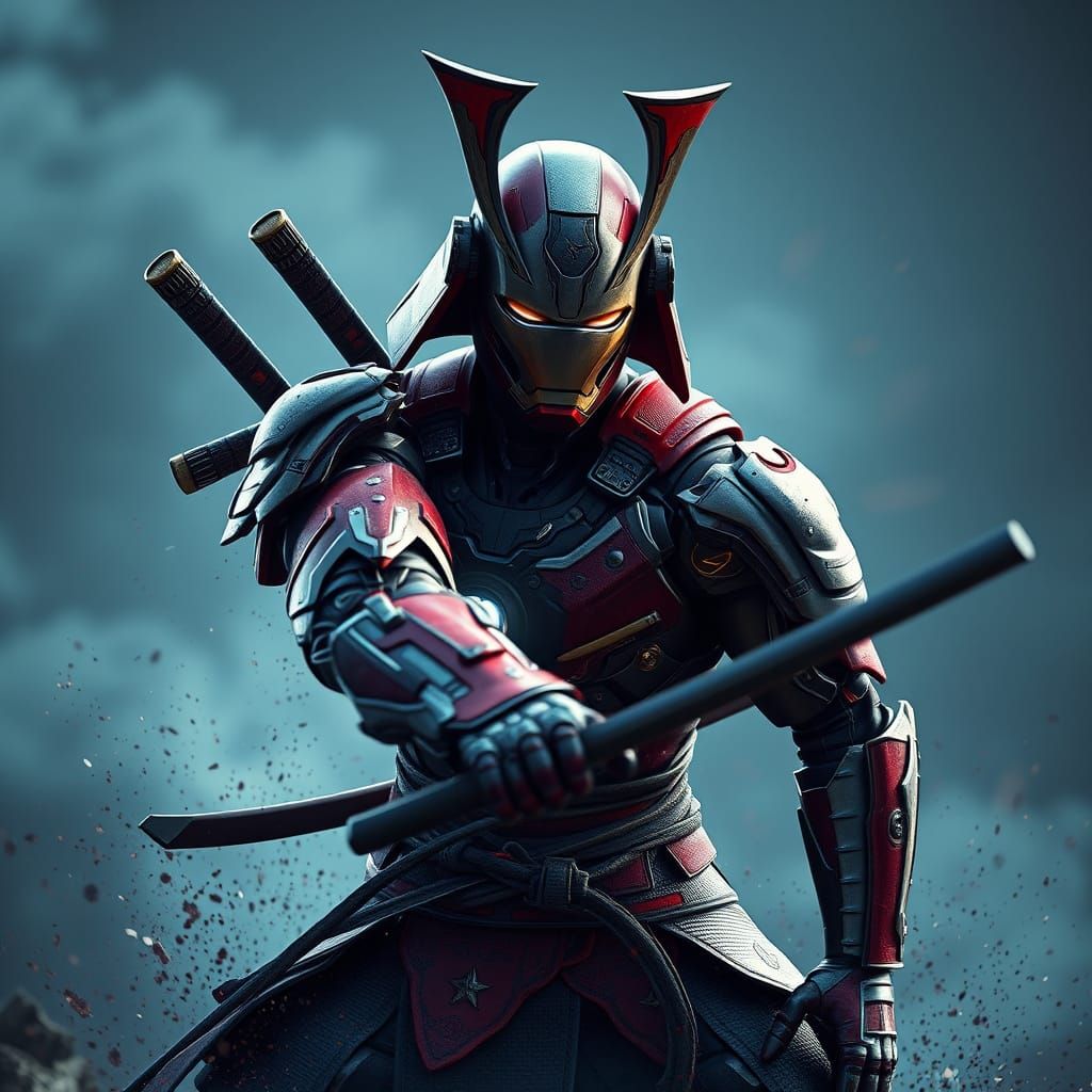 Iron Man Samurai in Fantastical Armor