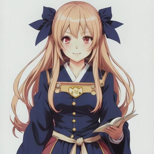 Cute Little Girl Learning in Anime Style