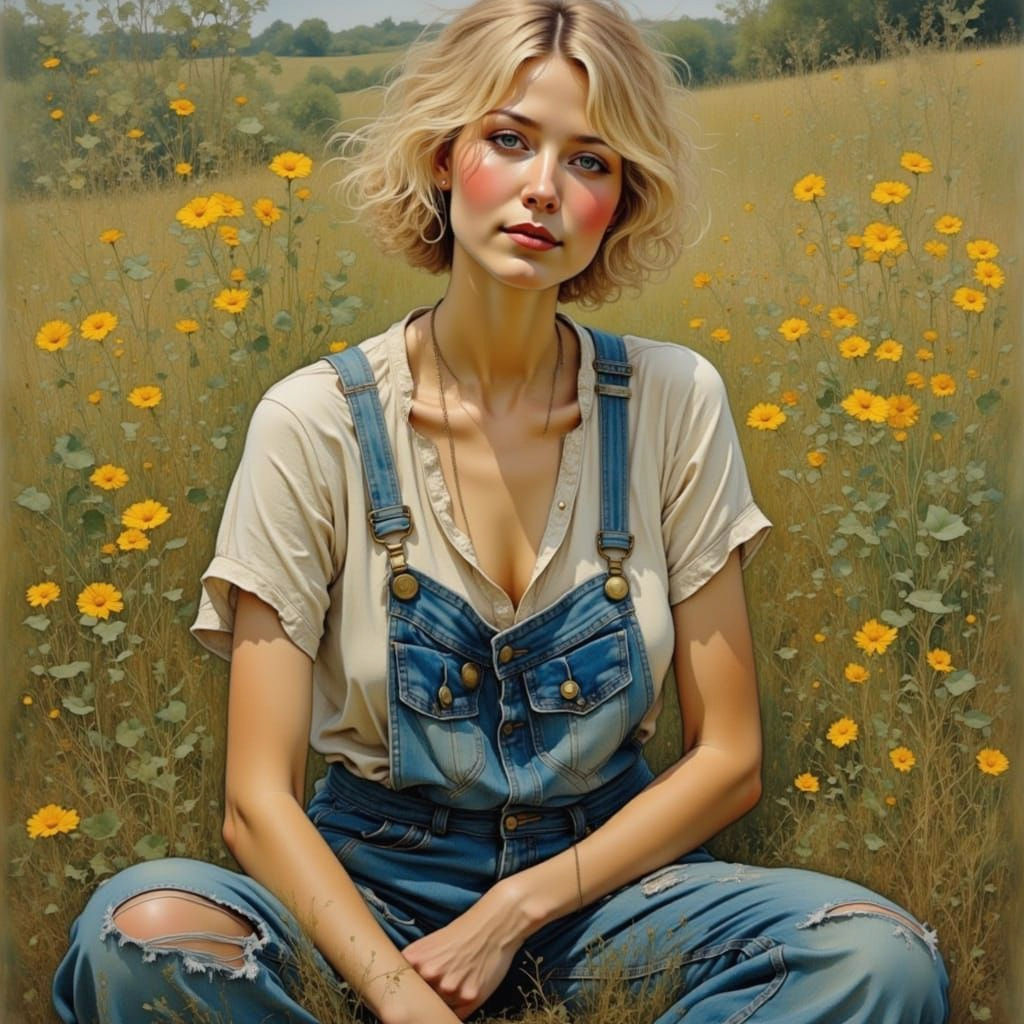 Felicity Kendal in Joyful Dungarees