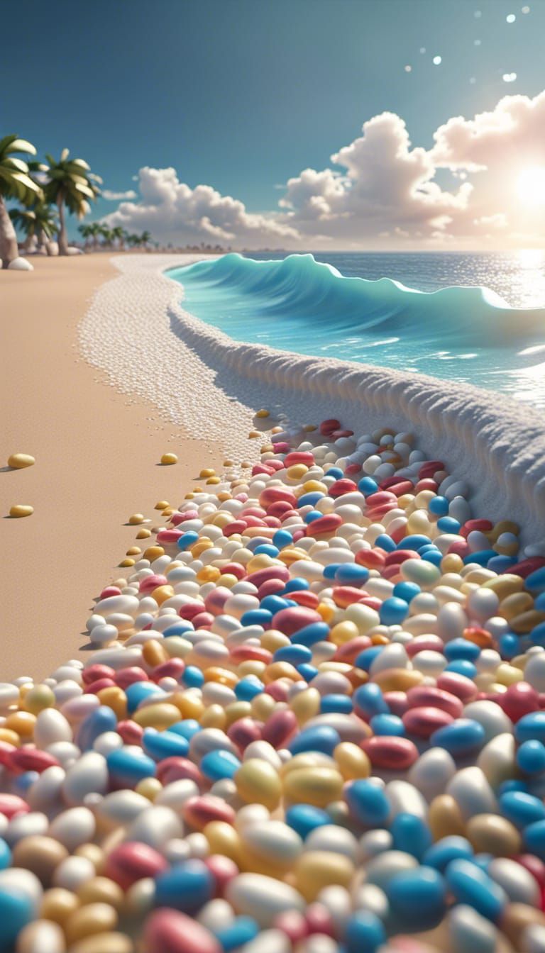Jellybean Sand and Whipped Cream Ocean Beach