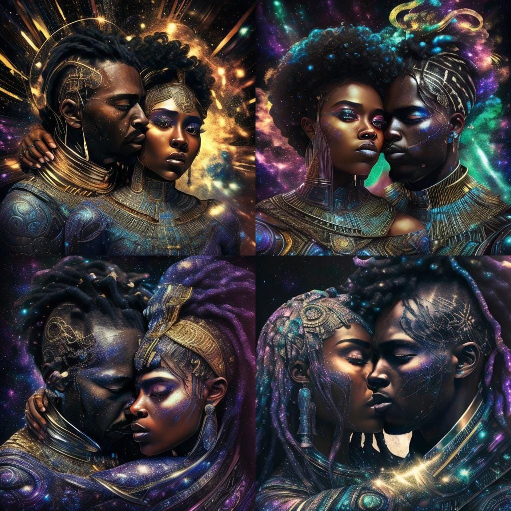Black Love Against the Cosmos in Vibrant HDR