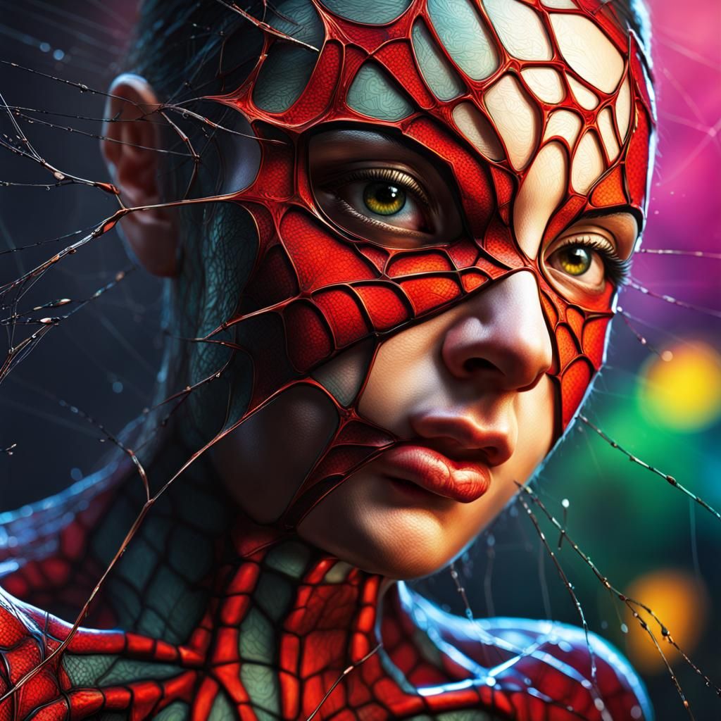Intricate Spider Vision in Hyperrealistic Splash Art