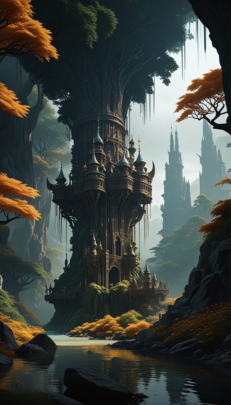 Enchanting Fairy in Ominous Depth Forest, in a Hyper-Realist...