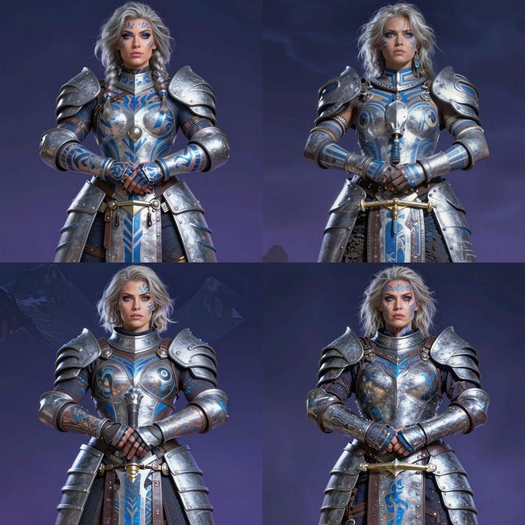 Female Goliath Warrior with D&D Lore Markings