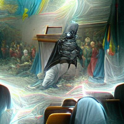 Batman in Church: Gothic Horror Illustration