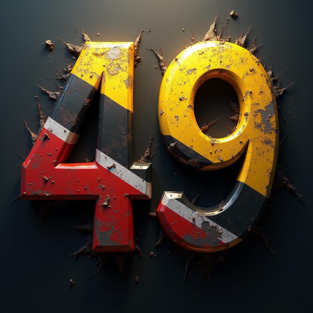 Papua New Guinea Flag Integrated into Metallic Number 49