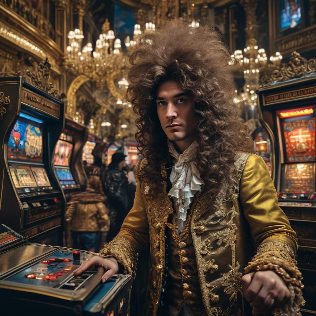 King Louis XIV Plays Arcade Game