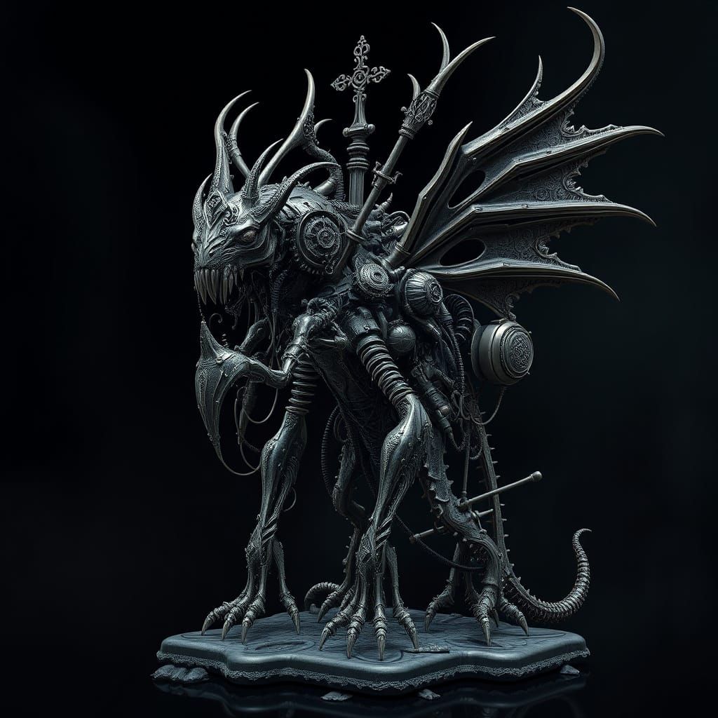 Steampunk Gothic Biomechanical Art in Intricate Digital Styl...