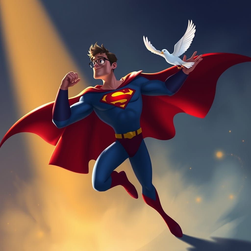 Wonder-Bird Superhero in Volumetric Lit Cartoon Style