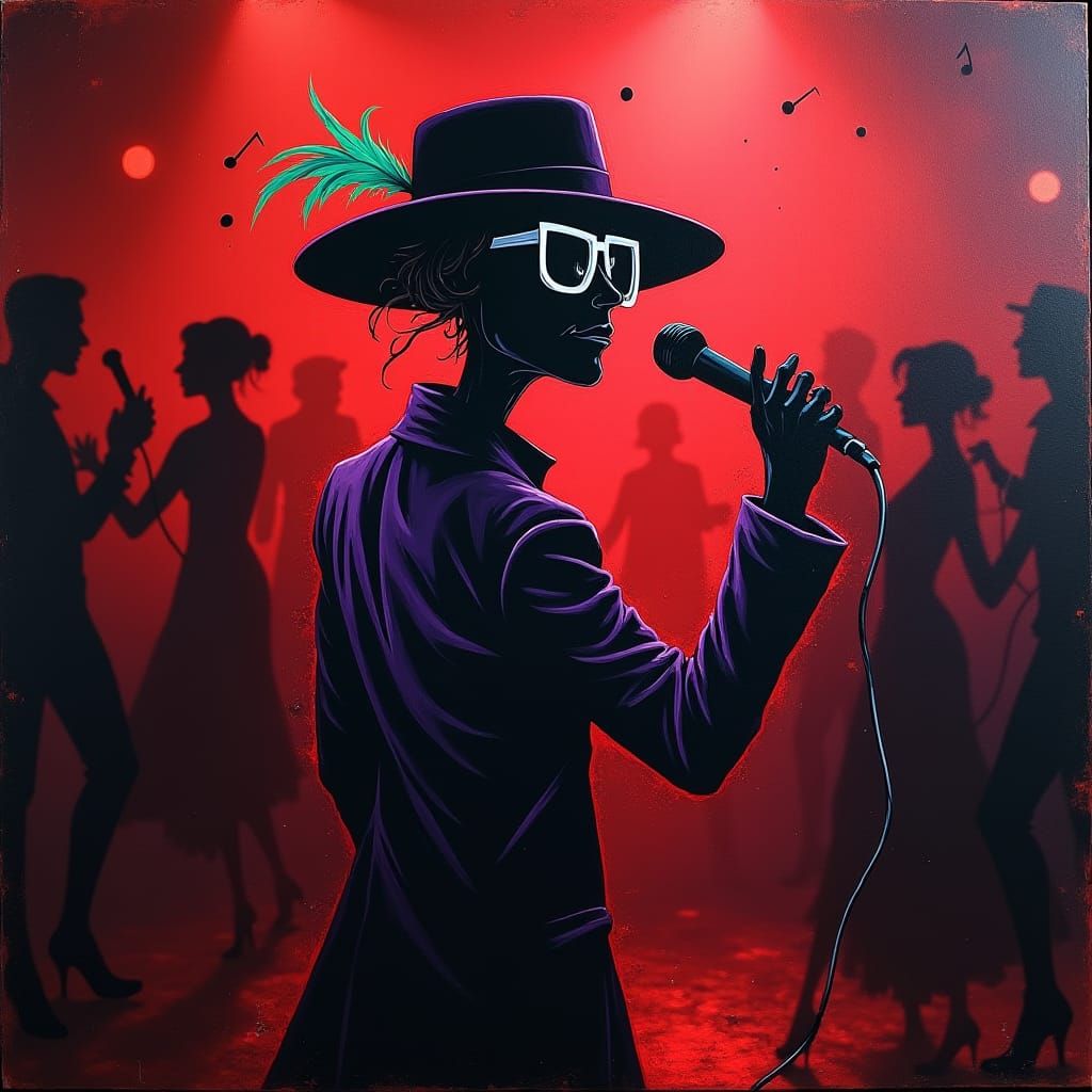 A Dark Club Performer Under Ultra Detailed Graffiti