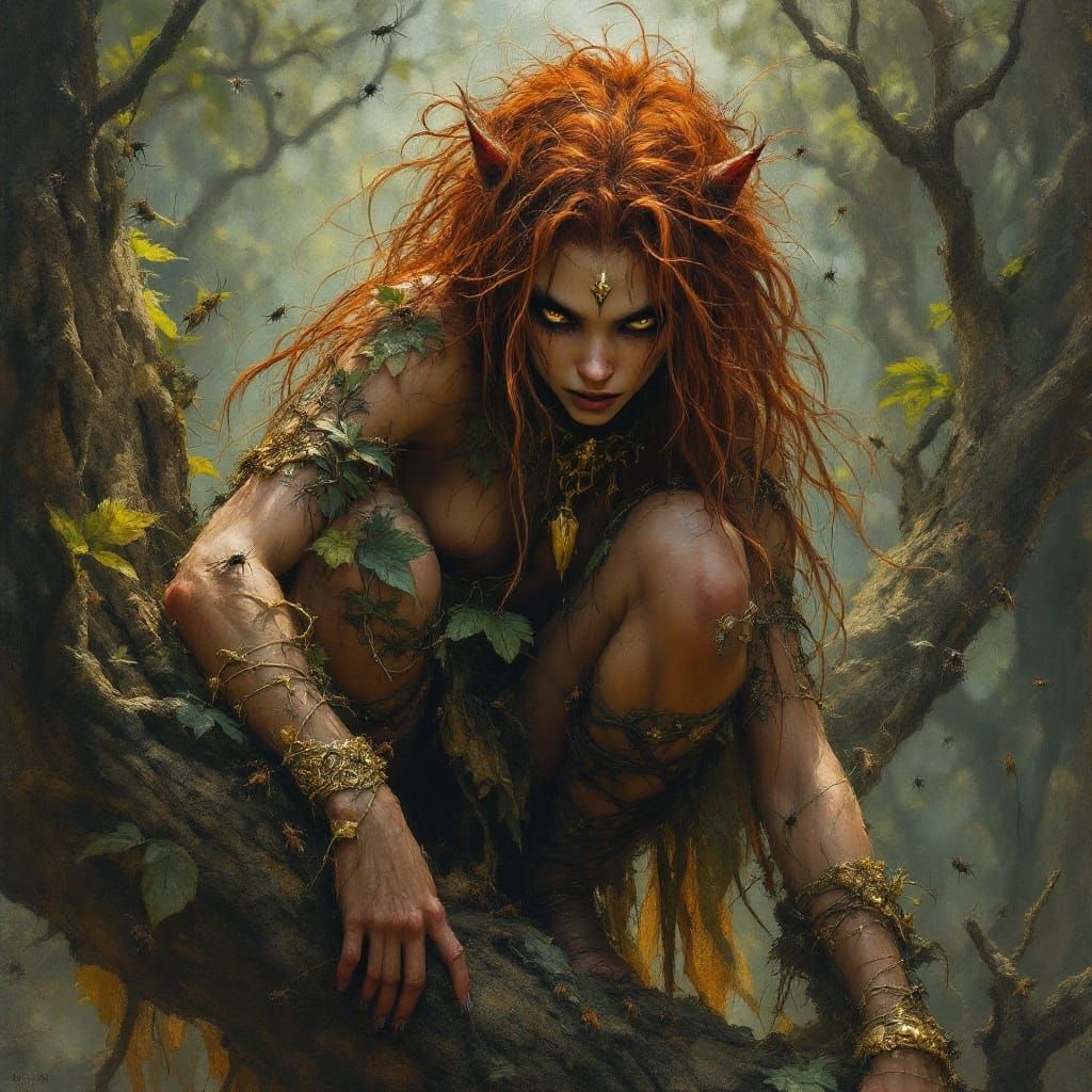 Wood Nymph in Dark Fantasy Style
