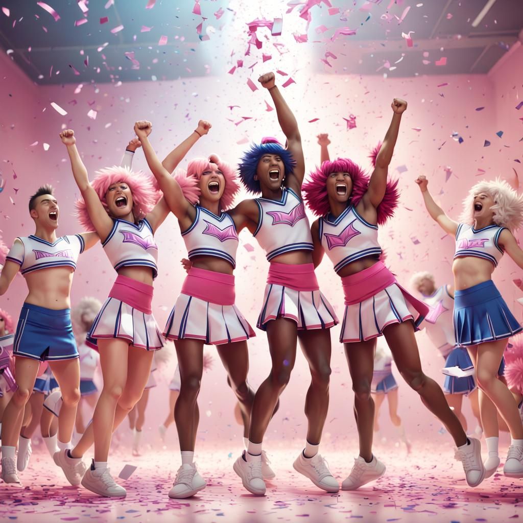 Crossdressed Cheerleaders Celebrate Victory: Pixar-Style 3D ...