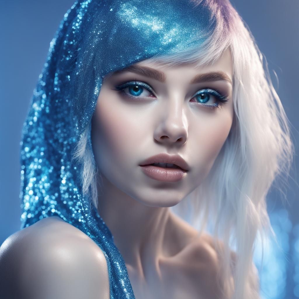 Glittercore Beauty with Piercing Blue Eyes