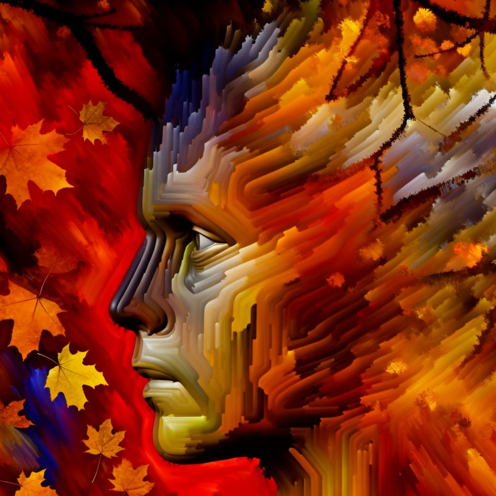 Hyperrealistic Autumn Scene with Falling Leaves