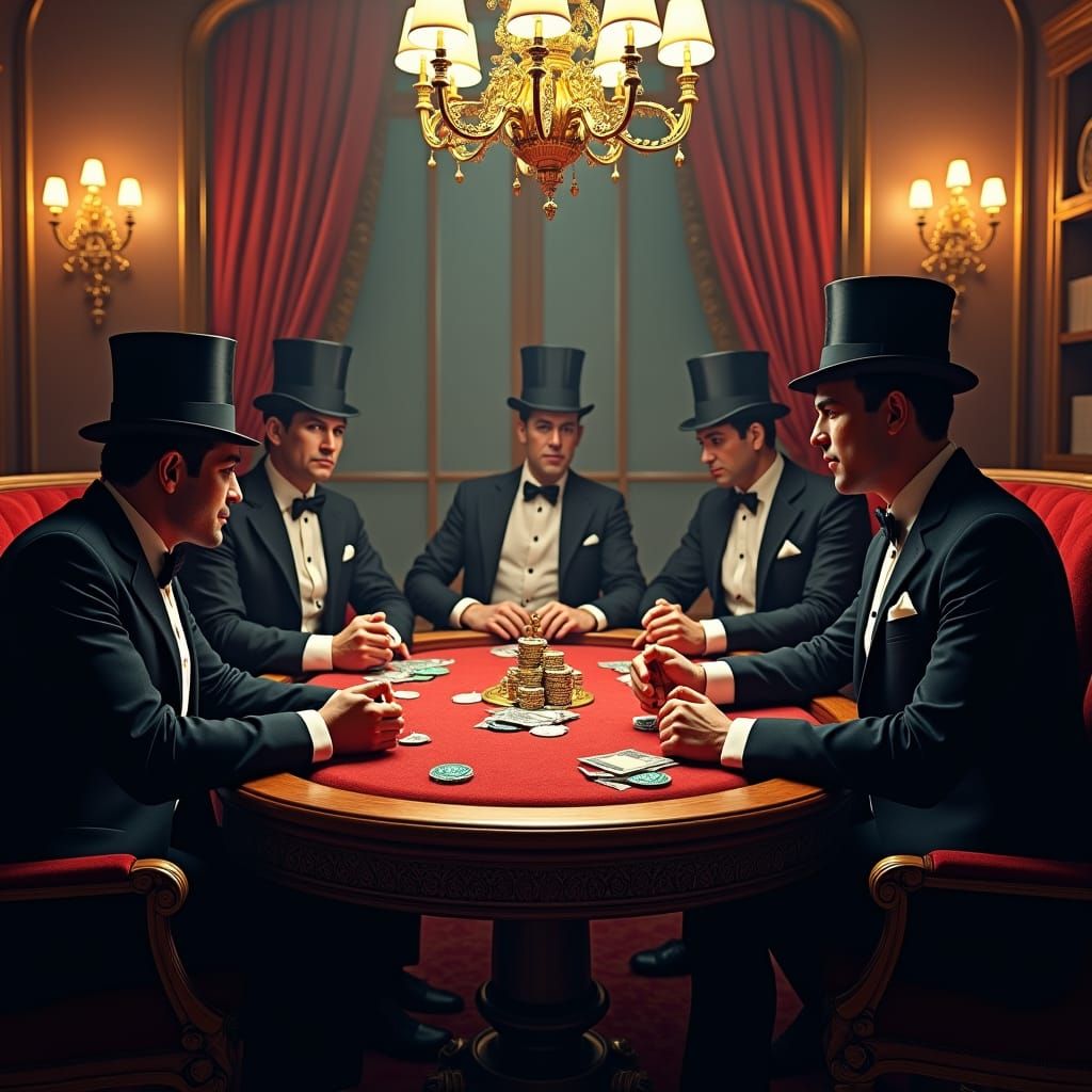 Mafia Poker Game in Opulent 19th-Century Mansion