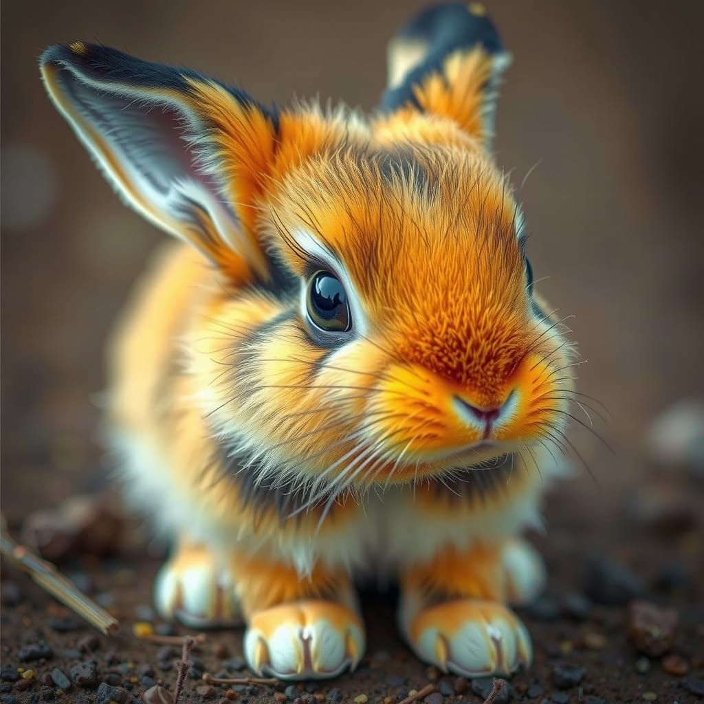 Adorable Honey Bunny :: Cute Rabbit-Bee Hybrid :: Bunny with Bumblebee Stripes :: Yellow and Black :: Big Dreamy Eyes ::...