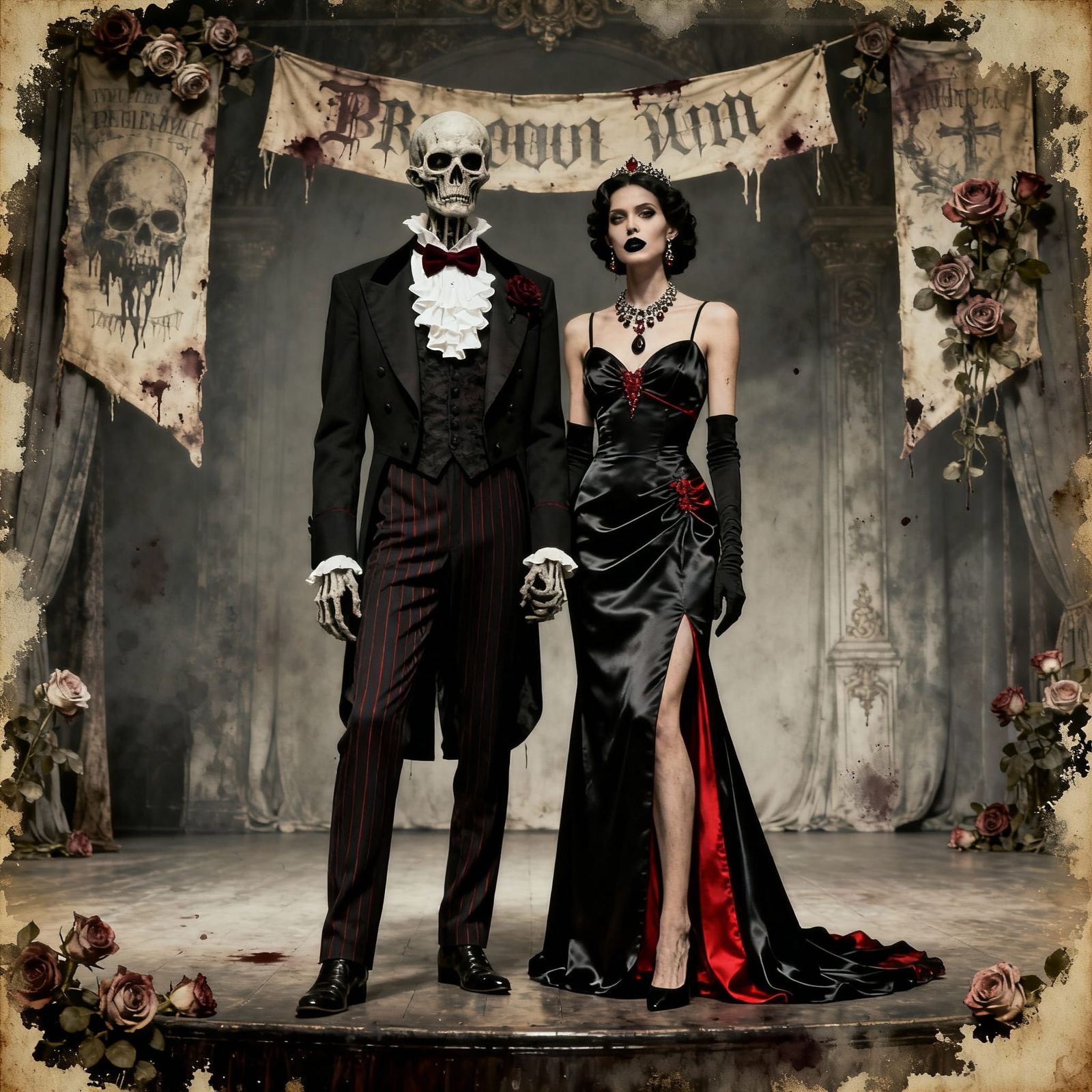 Macabre Prom Royalty in Darkly Surreal Tableau