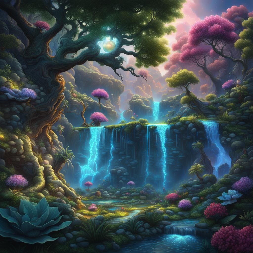 Eden's Garden: Magical Waterfalls and Silver Tree