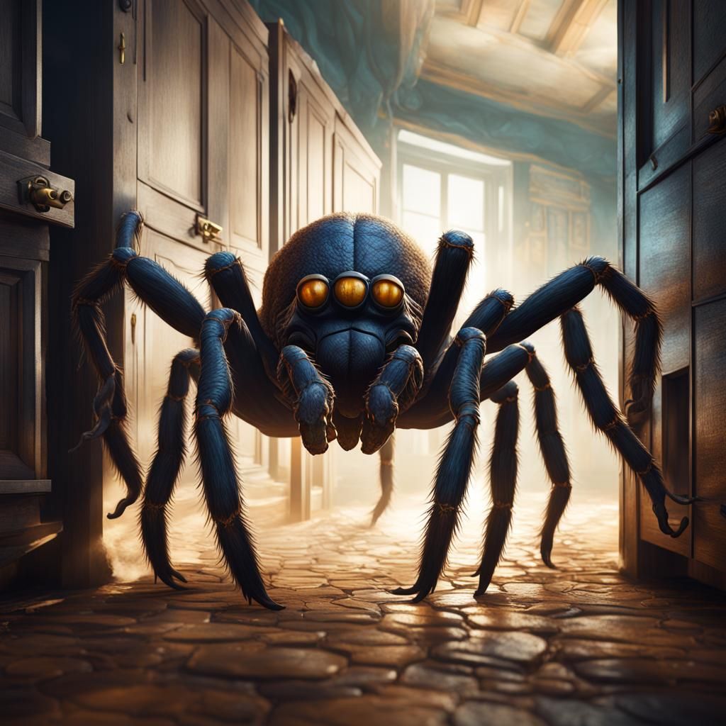 Giant Tarantula Emerges: Detailed Matte Painting