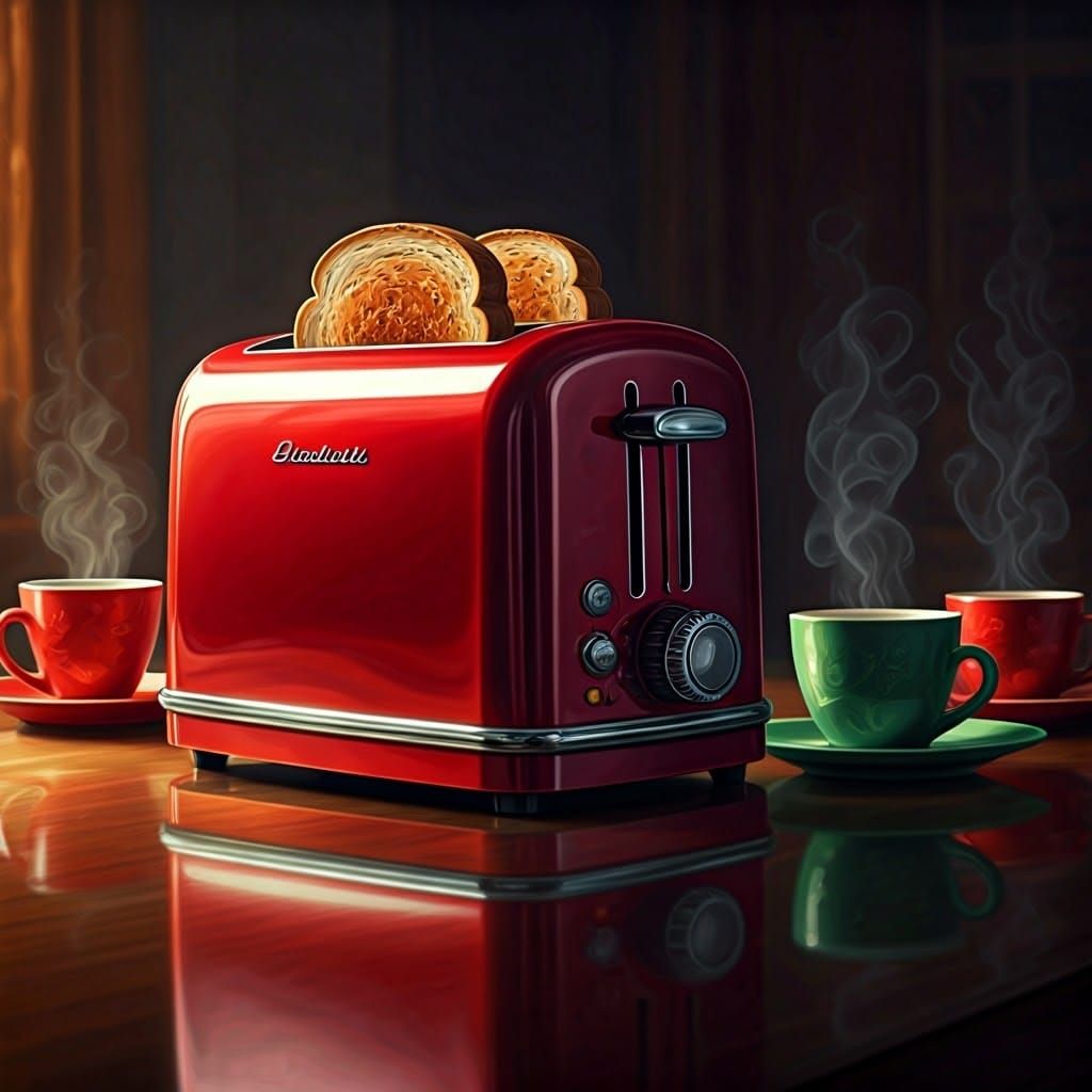 Surreal Hyper Realistic Toaster in Chrome Metal