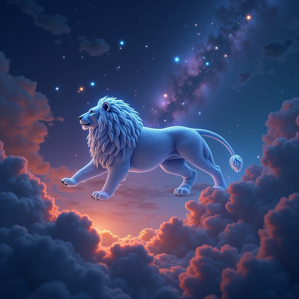 Majestic Lion Constellation in a Dreamlike Sky