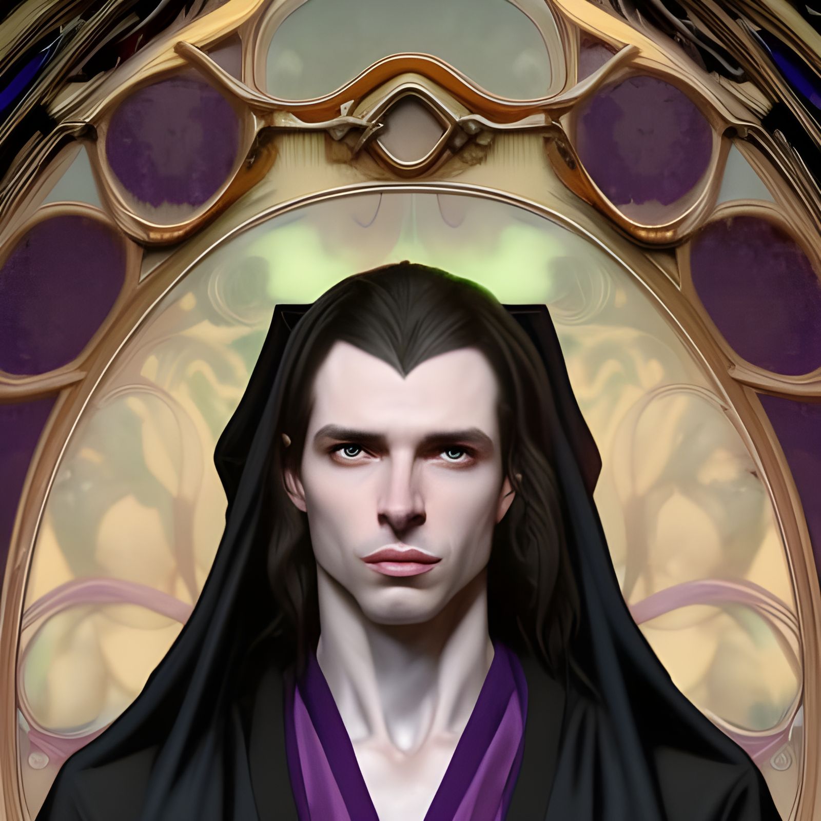 Pale Man in Purple Robes: Hyperdetailed Portrait