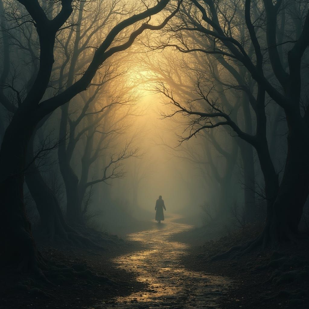 Mystical Fractal Dreamscape in Dark, Ethereal Fantasy Style