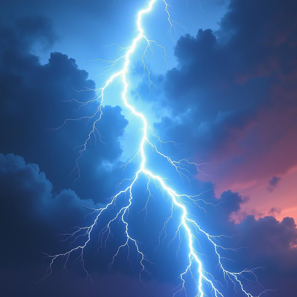 Dramatic Lightning Bolt in Sci-Fi Fantasy Style