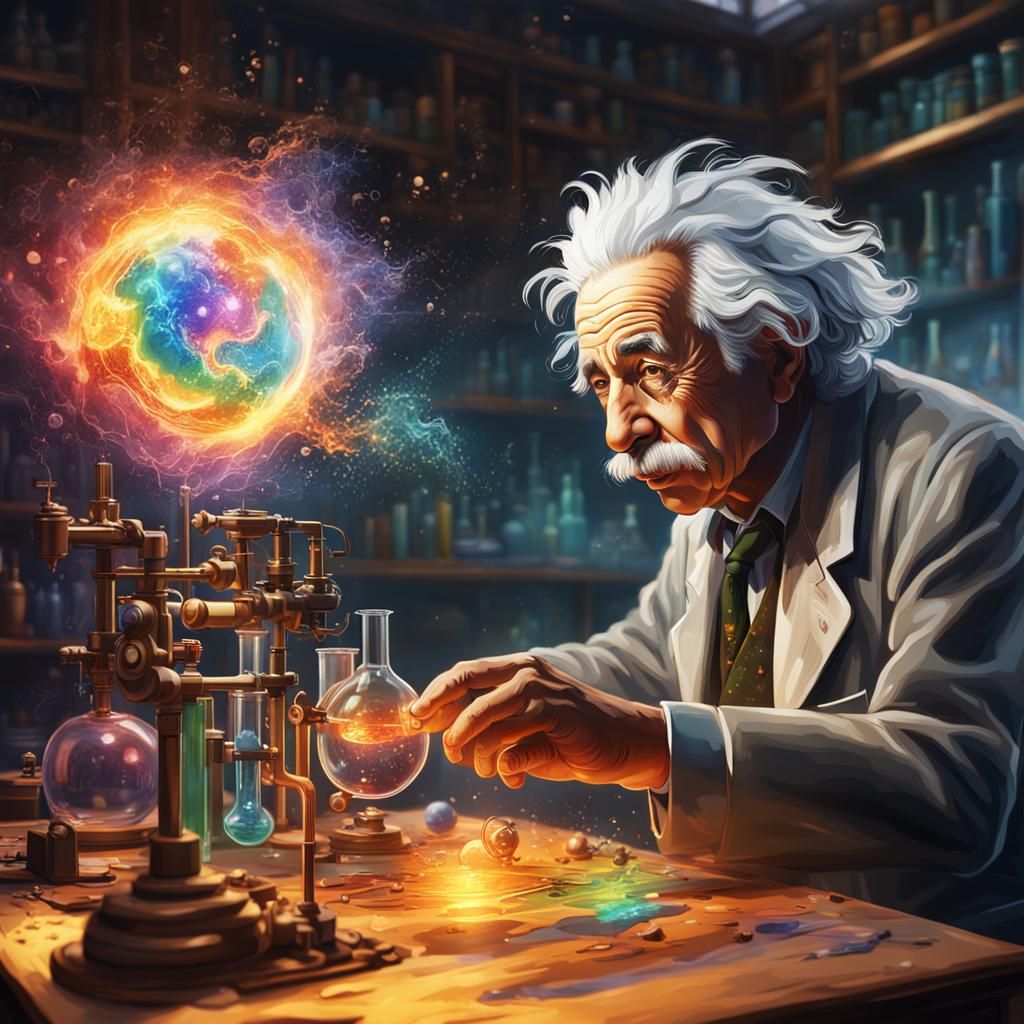 Einstein's Lab: A Hyperrealistic Invention Scene