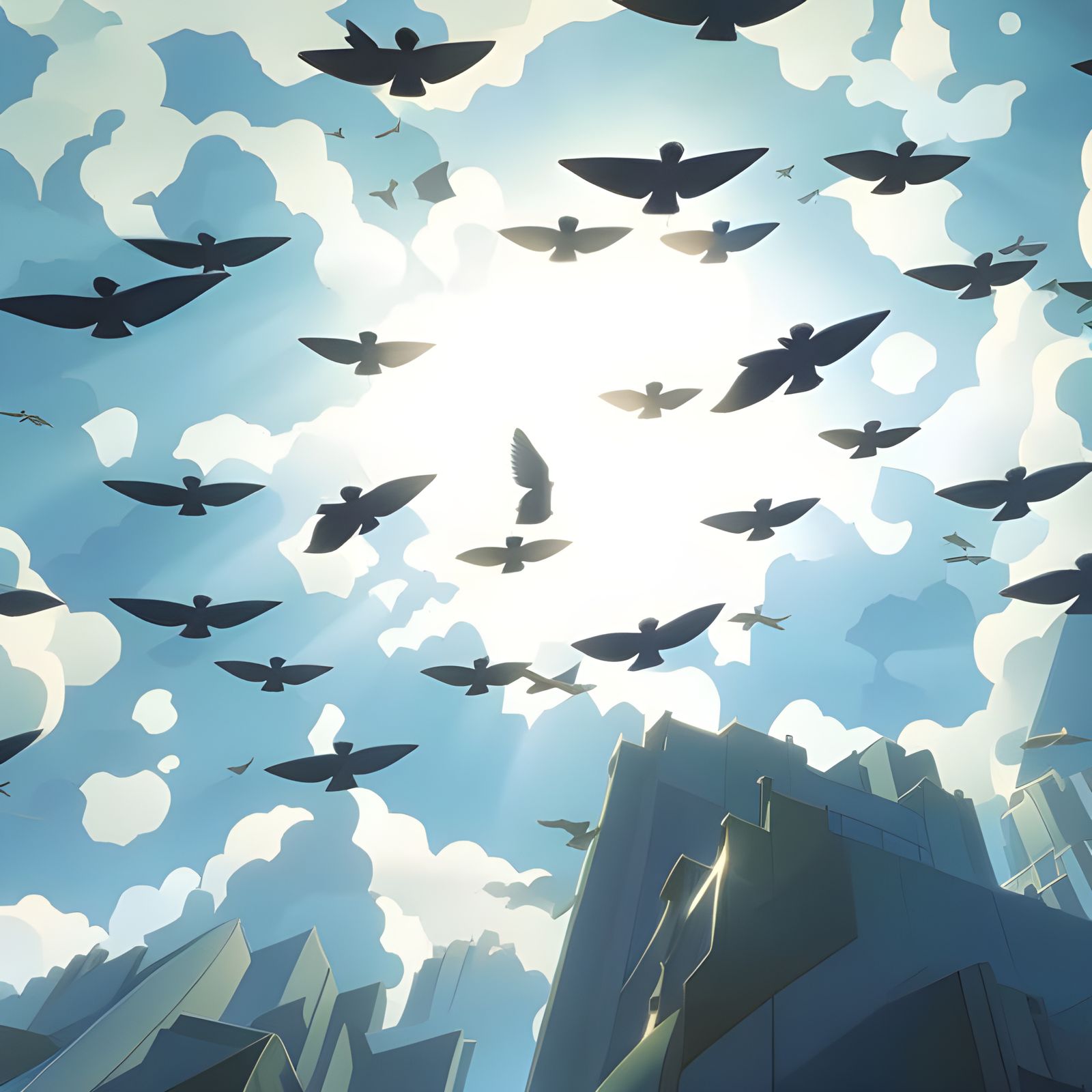 Ravens and Doves Tessellation in Anime Style