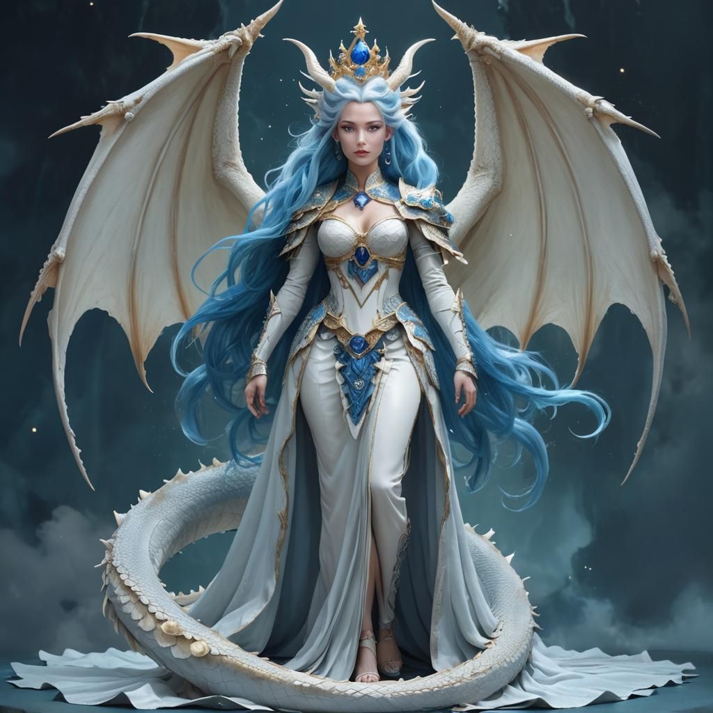 Majestic Dragon Queen in Fantasy Concept Art Style