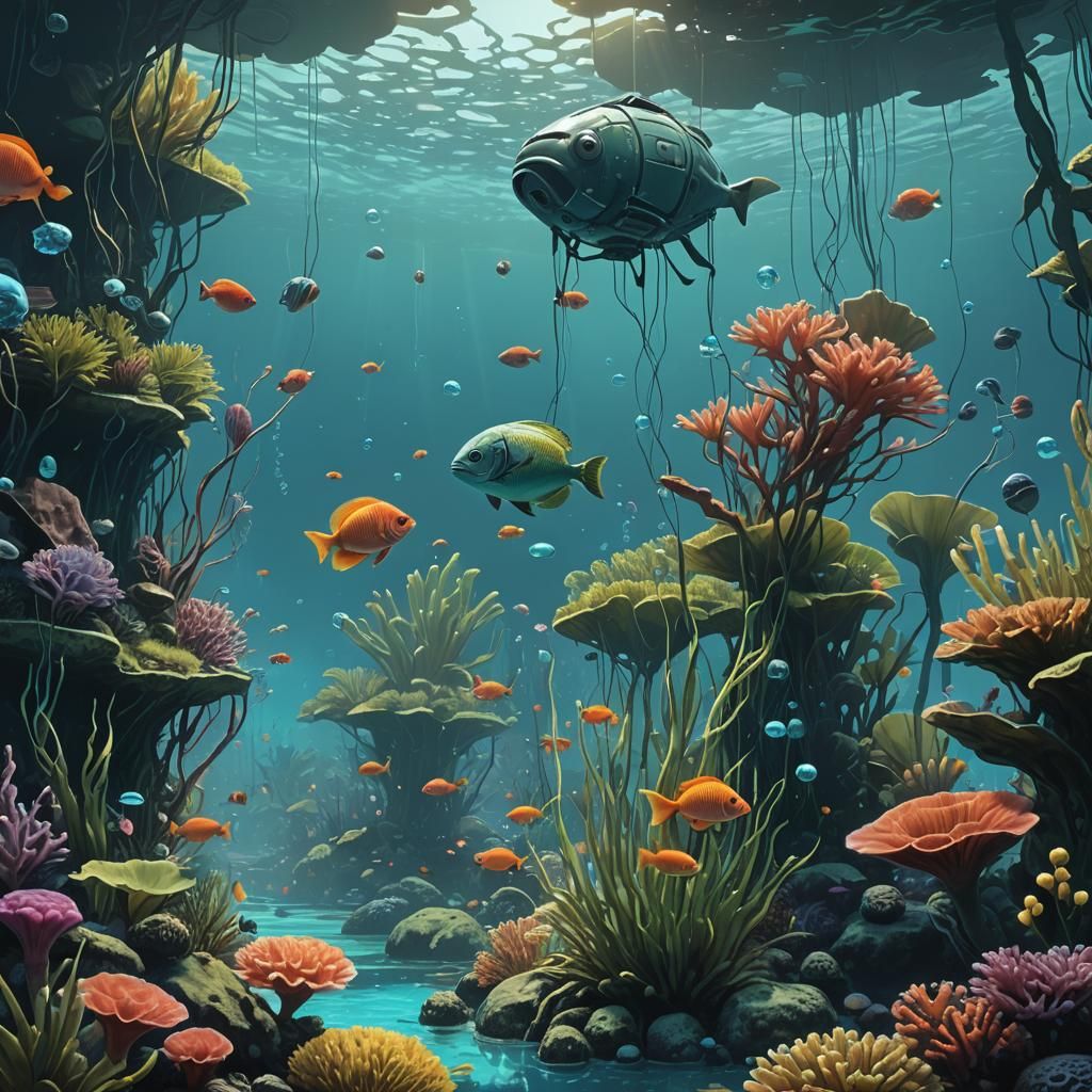 Lush Tropical Aquarium in Detailed 3D Render