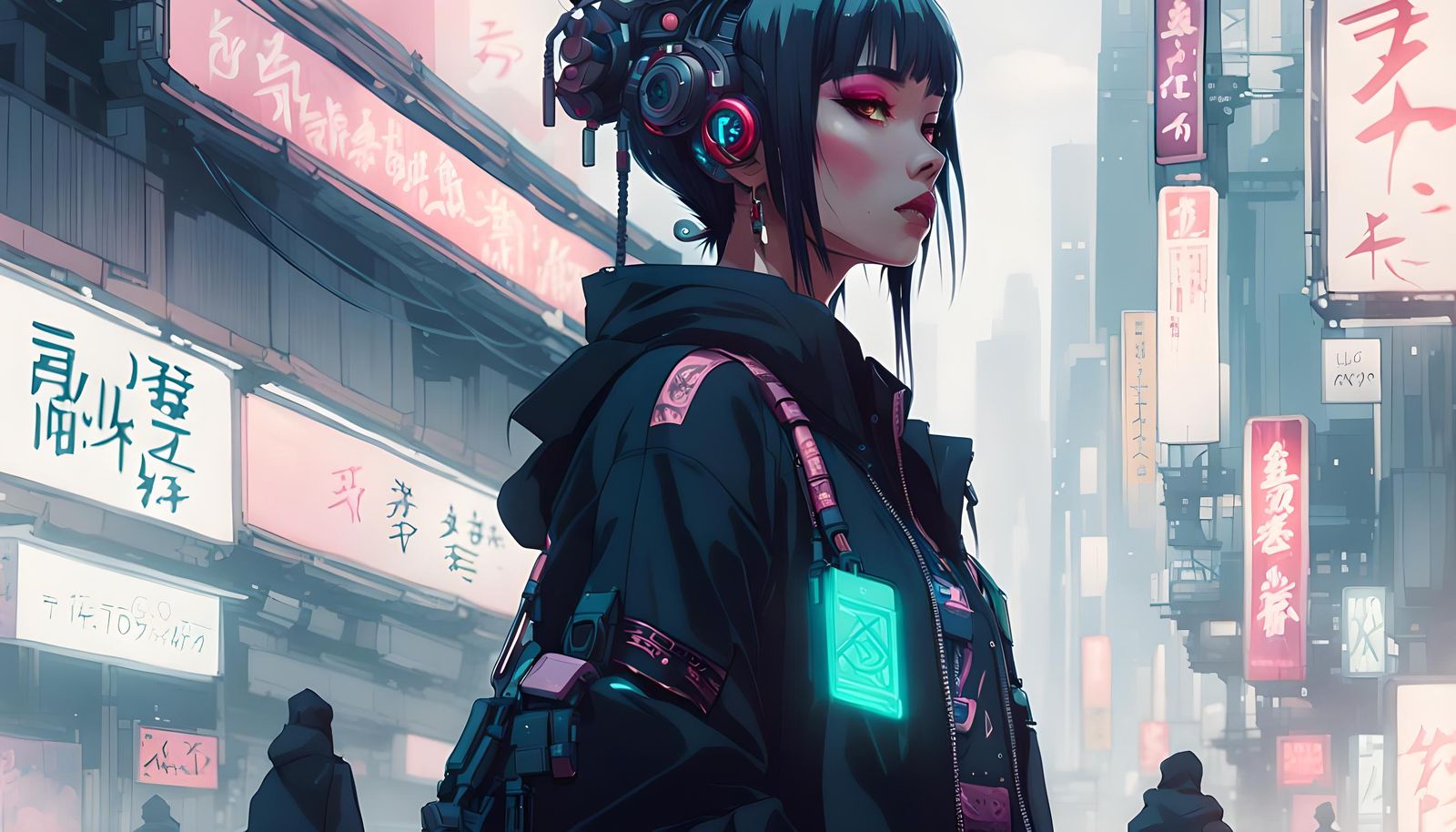 Cyberpunk Girl in Intricate Streetwear Portrait