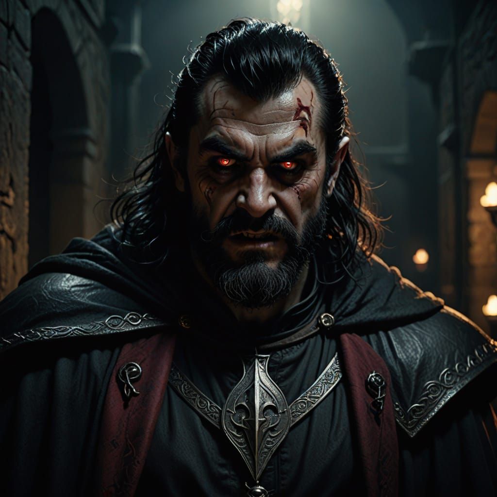 Ancient Irish Dwarf Vampire Supervillain in Hyperrealism