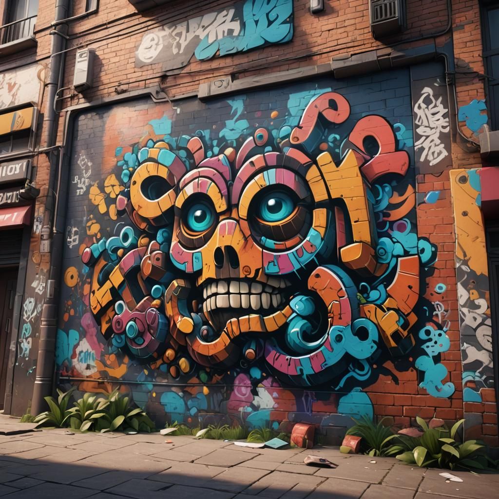 Funky Street Art in 3D Cinematic Style