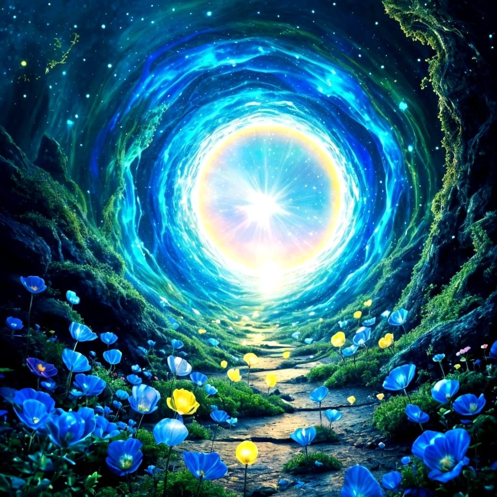 Electric Blue Portal Unveils Dreamscape Realities