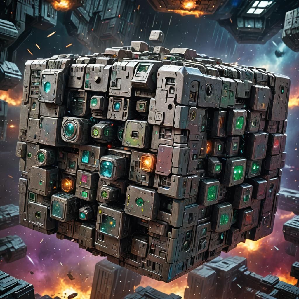 Star Trek Borg Cube in Epic Space Battle