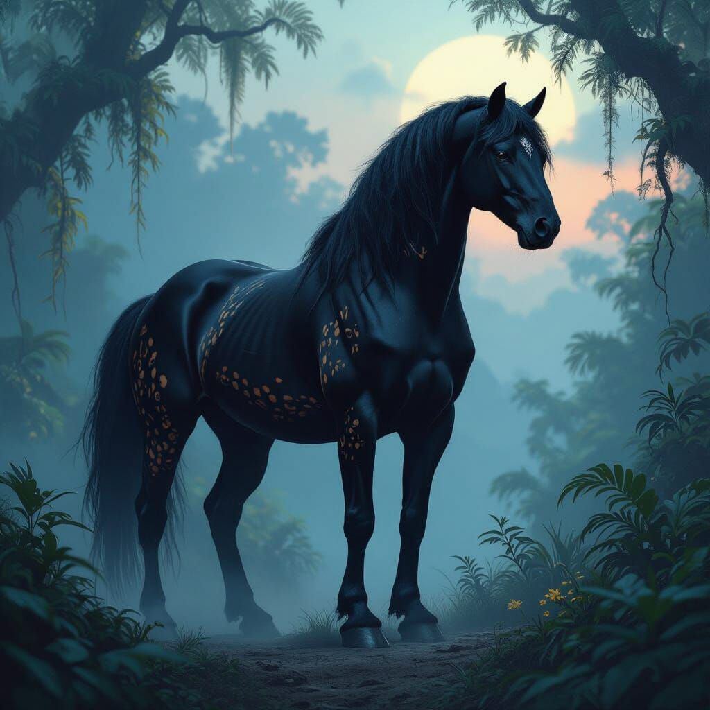 Jaguar Horse Hybrid in Mystical Jungle