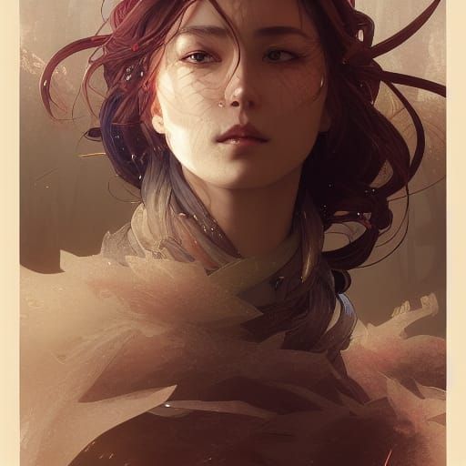 Ruka Urushibara Portrait in Art Nouveau Style