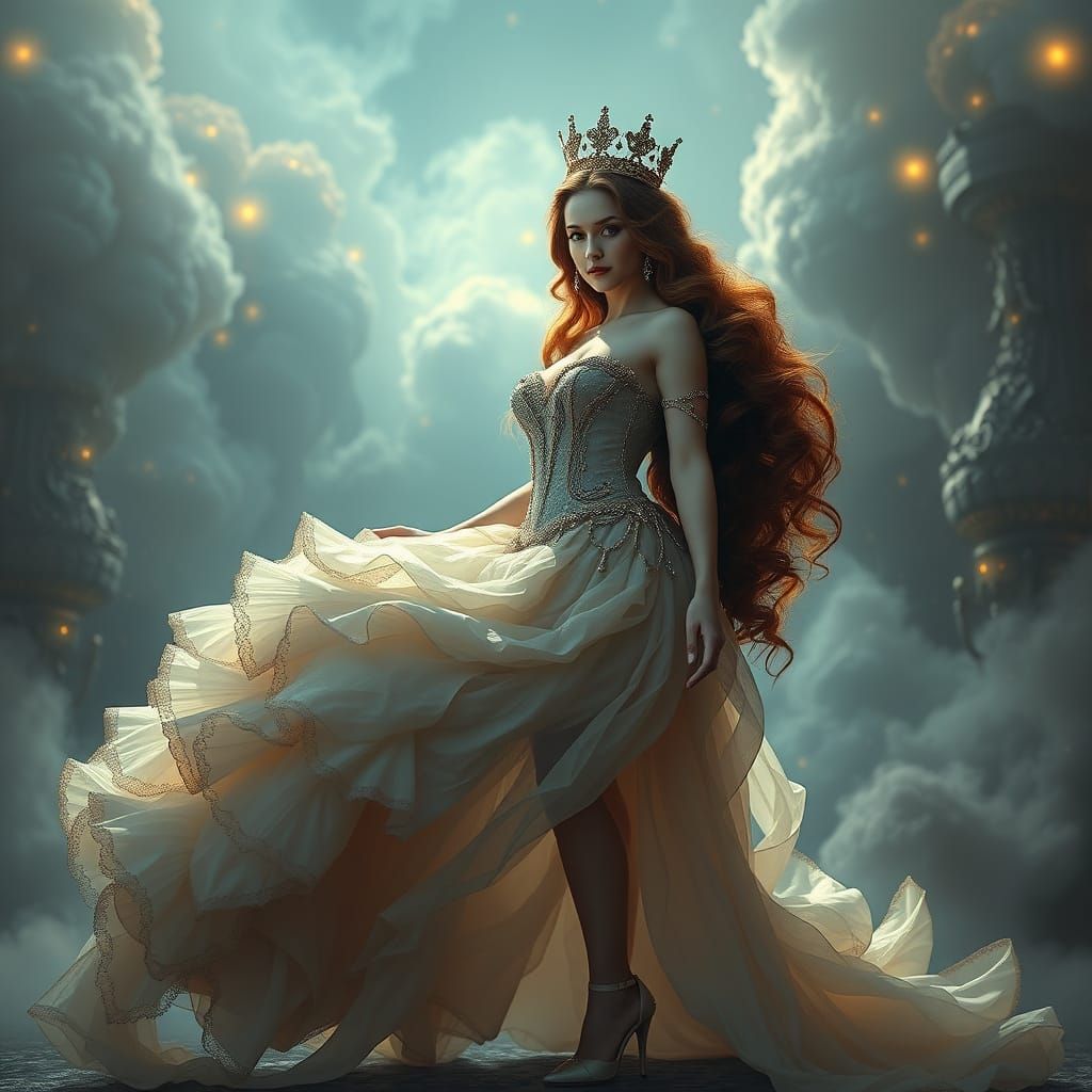 Curvy Girl in Ballgown: Digital Matte Painting