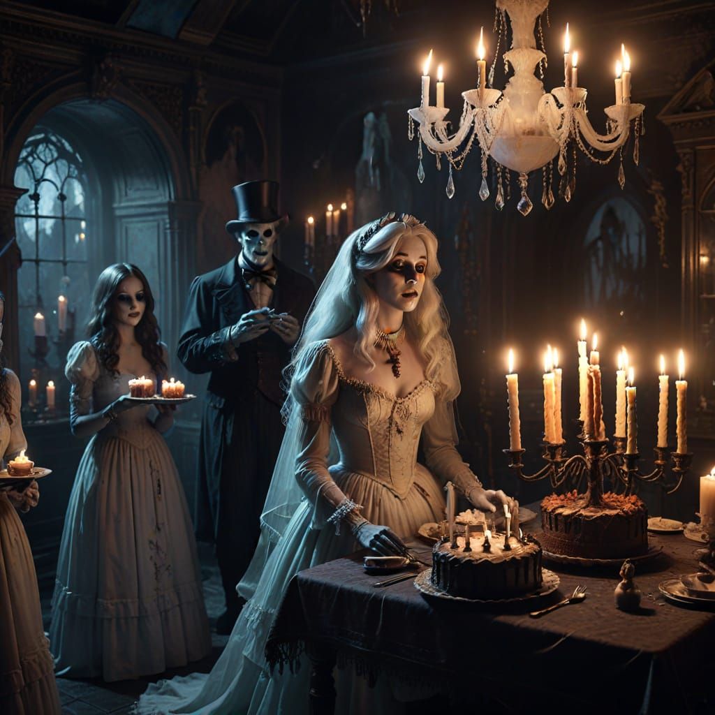 Ghosts Celebrate Birthday In Haunted Mansion