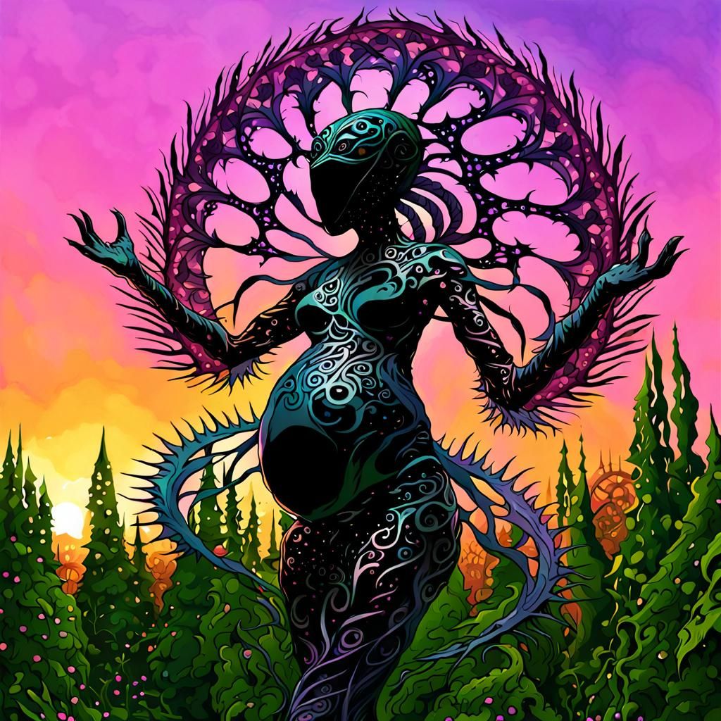 Surreal Figure with Intricate Details in Oil Painting