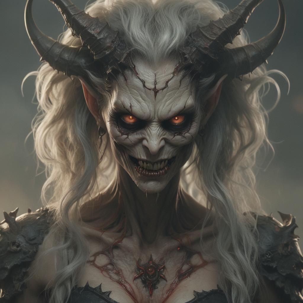 Hyperrealistic Female Demon Ready to Torment